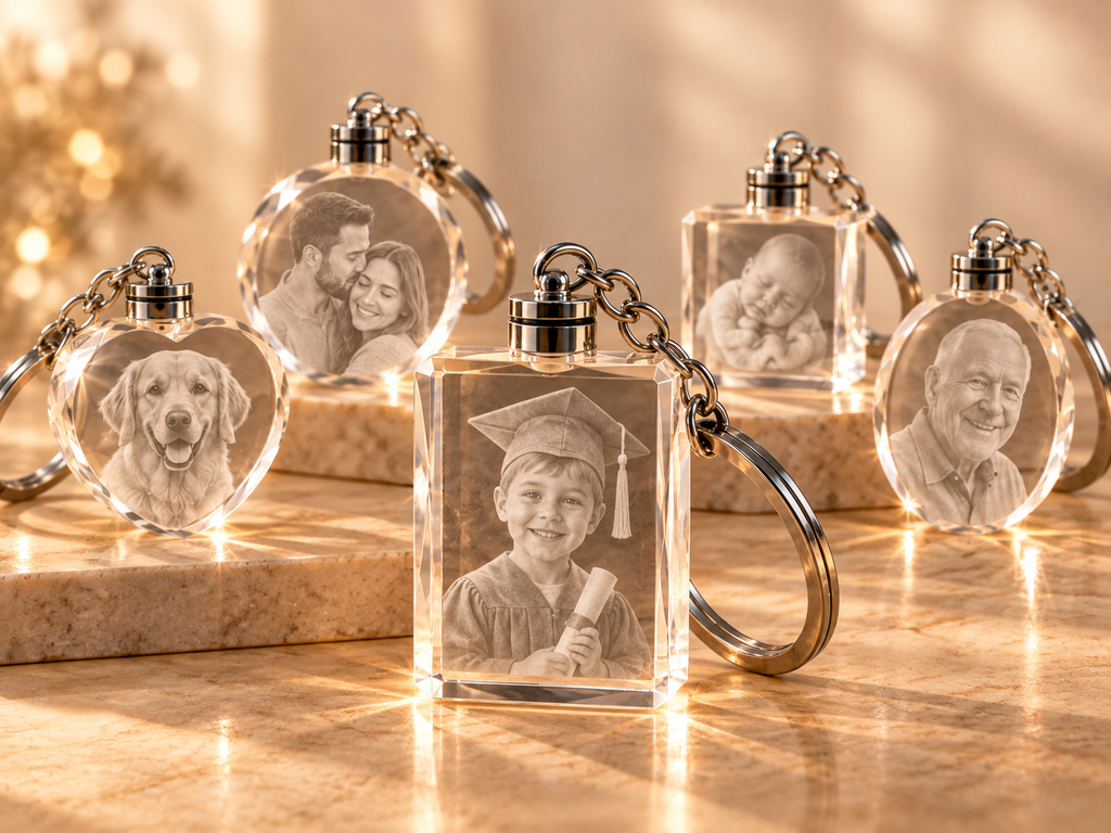 Llavero de cristal 3D personalizado