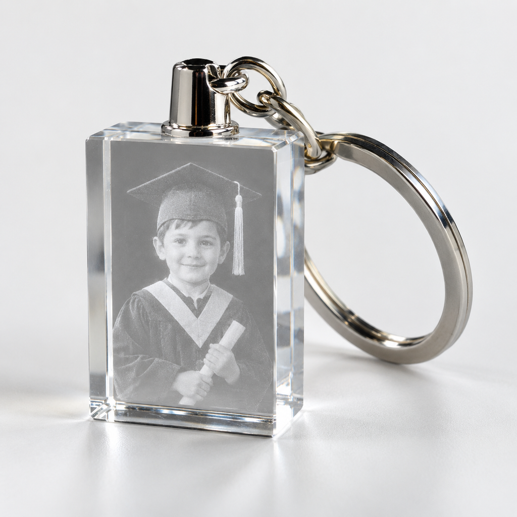 Llavero de cristal 3D personalizado